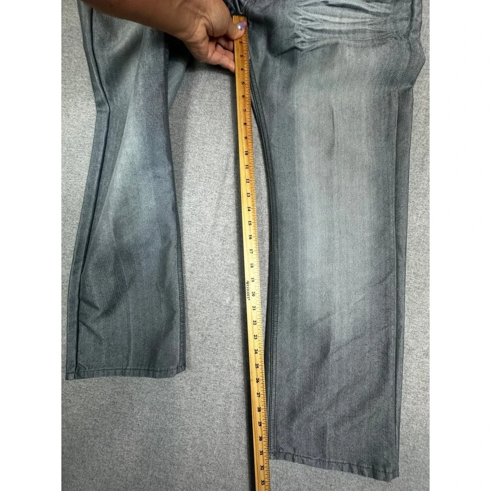 Vintage Y2K Old Skool Jeans Mens 36x31 Silver Grey Metal Sheen Wash Straight Leg